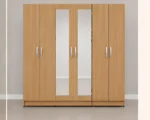 Elegant 6 Door Mirror Oak Color Wardrobe - Modern 6 Door Wardrobe
