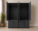 Modern Dark Grey 2 Door Wardrobe with 3 Drawers – Sleek Bedroom Storage - Image 3
