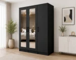 Contemporary Black 3 Door Wardrobe with Mirrors – Stylish Wooden Bedroom Furniture - Image 2
