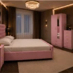 Contemporary Bedroom Suite - Double Bed - 2 Door Mirror Wardrobe With Bottom Drawer - Five Drawer Chest - Bedside Table Pair