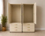 Modern Cream 2 Door Wardrobe with 3 Drawers – Elegant Bedroom Storage - Image 4