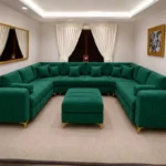Luxury U Shape Sofa | Modern Family Corner Sofa in green colors