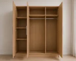 Premium Wooden 3 Door Oak Color Wardrobe - Spacious Hanging and Shelving Solution - Image 3