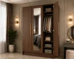 Luxury Gloss 3 Door Mirrored Wardrobe - Modern Bedroom 3 Door Mirror Wardrobe - Image 4