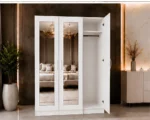 White 3 Door Mirrored Wardrobe - Modern Bedroom Storage Solution - Image 3
