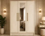 Modern Oak 3 Door Wardrobe with Mirror – Premium Wooden Storage Cabinett