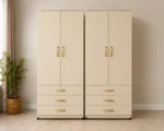 Modern Cream 2 Door Wardrobe with 3 Drawers – Elegant Bedroom Storage