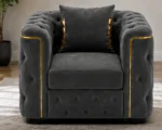 Madrid Dark Grey Armchair – Luxury Chesterfield Accent Chair with Gold Accents | UK - Image 2