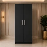 Premium Double Door Wooden Wardrobe with 2 Drawers with black colors- Stylish wardrobe