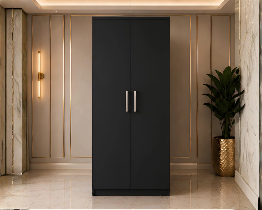 Designer Wardrobe Collection (12) Premium Double Door Wooden Wardrobe with 2 Drawers with black colors- Stylish wardrobe - Image 1