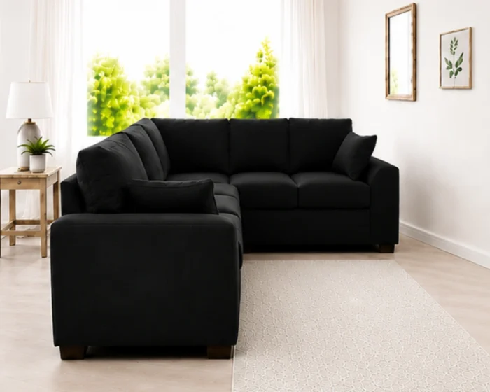 Black Dylan 5-Seater L-Shaped Corner Sofa
