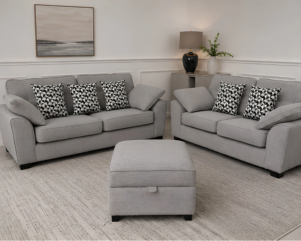 Dylan Sofa UK Designer Fabric Living Couch Dylan 3+2 Seater Sofa Set - Image 1