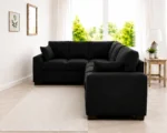 Black Dylan 5-Seater L-Shaped Corner Sofa - Image 3