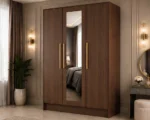 Luxury Gloss 3 Door Mirrored Wardrobe - Modern Bedroom 3 Door Mirror Wardrobe - Image 3