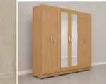 Elegant 6 Door Mirror Oak Color Wardrobe - Modern 6 Door Wardrobe - Image 4