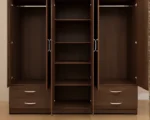 Luxury 6 Door Walnut & White Wardrobe with 4 Drawers – Modern Bedroom Storage Cabinet - Image 2