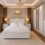 Complete King Size Bed Furniture Package - Six Door Wardrobe With Four Drawer - Chest of Five Drawers With Two Bed Side Table