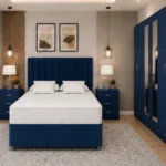 Complete King Size Bedroom Set – Six Door Mirrored Wardrobe with Four Drawers – Chest of Five Drawers – Two Bedside Tables