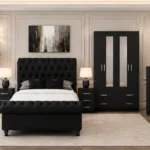 Modern Bedroom Collection with four Door Wardrobe With Four Drawer - Chest of Five Drawers With Two Bed Side Table