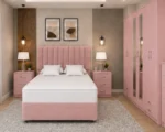 King Size Storage Bed Furniture Set – 6 Door Wardrobe with Mirrors – Five Drawer Chest – Two Bedside Units