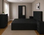Complete Bedroom Collection With King Size Bed - Two Door Wardrobe With One Mirror - Chest of Five Drawers With Two Bed Side Table - Image 2