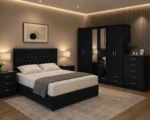 Luxury Bedroom Suite - King Size Bed - 6 Door Full Mirror Wardrobe - Five Drawer Chest - Two Bedside Units - Image 2