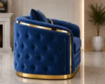 Madrid Blue Velvet Armchair – Luxury Chesterfield Accent Chair with Gold Accents | UK - Image 4