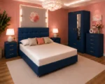 Luxury King Size Bed Set - Two Door Wardrobe With Mirror And Bottom Drawer - Chest of Five Drawers - Two Bedside Tables - Image 5