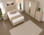 Luxury Double Bed Furniture Set – Five Door Wardrobe with Four Bottom Drawers – Chest of Five Drawers with Two Bedside Tables - Image 2
