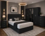Elegant King Size Bed Suite - Six Door Wardrobe With Drawers - Five Drawer Chest - Two Bedside Tables - Image 2