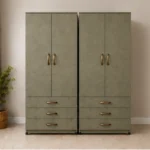 Modern 2 Door Wardrobe with 3 Drawers – Elegant Taupe Bedroom Storage