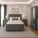 Deluxe King Size Bed Bedroom Suite - Two Door Wardrobe With One Mirror - Chest of Five Drawers With Two Bed Side Table