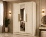Modern Oak 3 Door Wardrobe with Mirror – Premium Wooden Storage Cabinett - Image 2