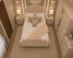 Elegant master Bed Furniture Set - Six Door Wardrobe With Four Drawer - Chest of Five Drawers With Two Bed Side Table - Image 4