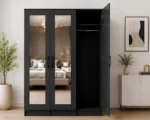 Contemporary Black 3 Door Wardrobe with Mirrors – Stylish Wooden Bedroom Furniture - Image 3