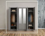 6 Door Wardrobe with 2 Mirrors and 2 Drawers - Premium Storage 6 Door Wardrobe - Image 3