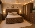 King Size Elegant Home Furniture Set with Four Door Wardrobe With Four Drawer - Chest of Five Drawers With Two Bed Side Table - Image 3