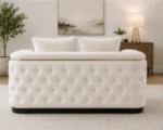 Madrid White 2 Seater Sofa – Luxury Chesterfield Fabric Sofa with Gold Accents | UK - Image 5