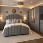 Premium King Size Bedroom Set with 4 Door Wardrobe With Four Drawer - Chest of Five Drawers With Two Bed Side Table