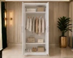 Modern Light Grey 2 Door Wardrobe - Contemporary Bedroom Storage Cabinet - Image 3