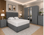 Luxury King Size Bedroom Collection – Upholstered Double Bed – Six Door Wardrobe – Tall Chest of Drawers – Two Nightstands - Image 2