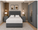 Luxury King Size Bedroom Collection – Upholstered Double Bed – Six Door Wardrobe – Tall Chest of Drawers – Two Nightstands - Image 3