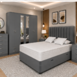 Luxury Bedroom Collection – Upholstered King Size Bed – Six Door Wardrobe – Tall Chest of Drawers – Two Nightstands