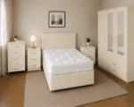 Complete Cream King Size Bedroom Suite - 3 Door Wardrobe With Four Drawer - Chest of Five Drawers With Two Bed Side Table - Image 3