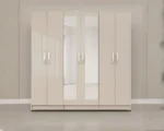 Luxury 6 Door Oak Mirrored Wardrobe  –  Modern Bedroom Storage Cabinet - Image 4