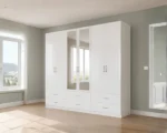 Modern Wooden 6 doors Wardrobe – 6 Drawers & Dual Mirrors - Image 3