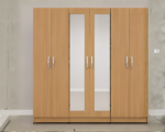 Luxury 6 Door Oak Mirrored Wardrobe  –  Modern Bedroom Storage Cabinet - Image 3
