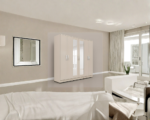 6 Door Bedroom Cashmere Gloss Wardrobe with Full Mirrors - Modern Wooden 6 Door Wardrobe - Image 5