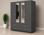 Luxury iron 4 Door Wardrobe with 4 Drawers & 2 Mirrors - Stylish 4 Door Storage Wardrobe with Drawers - Image 2