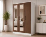 Modern 3 Door Mirrored Wardrobe – Wooden Bedroom Storage Cabinet - Image 2